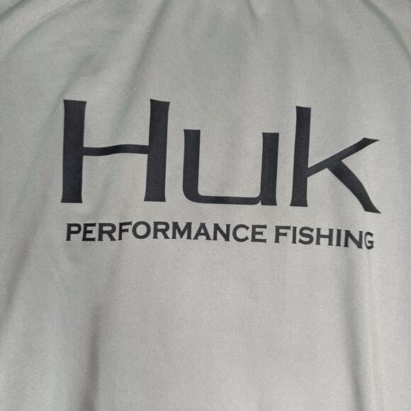 Huk Mens Performance Fishing Long Sleeve Pullover Gray Logo Shirt Size XXXL 3X - Picture 3 of 8
